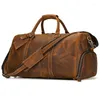 Sacs à bouffée Luufan Genuine Leather Men's Men's Sac de voyage masculin grand bagage pour l'homme Flight Flight Weekender ordinateur portable 52cm