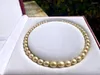 Chains ! 8-11mm Natural Cultuded Pearl Necklace Women Jewelry Light Golden Real