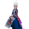 ステージ着用モン族服女性刺繍ミャオ族伝統衣装頭飾り襟ジュエリーパフォーマンス旅行ポグラフィー