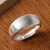 Autentisk 925 Sterling Silver Wide Surface Ring High Frosted Justerbara ringar Bröllopsbandgåvor för kvinnor