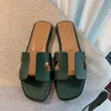 H letra de couro real chinelos clássicos slides sandálias feminino designer verão lichee crocodilo
