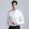 Chemises habillées pour hommes chemise de haute qualité coupe régulière bouton de manchette en coton couleur unie à manches longues costumes d'affaires Blouse