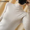 Kadın Sweaters Bahar Sonbahar Kadın Külotlar Yarım Yaka Sıkışmış Slim Fit İnce Dipli Gömlek Sweaters Mavi Pembe Kırmızı Jumper Kadın Örgü 230227