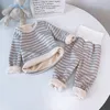 Pajamas Winter Baby Kids Pajamas Thermal Underwear Suit Layers Of Warmth Children Clothes Set High Waist Autumn Infant Girl Boy Homewear 230227