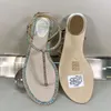 Sandales plates strass broche orteil dentelle décorative bande de cheville designer de luxe robe chaussure mode usine qualité femmes casual chaussures de plage Rene Caovilla