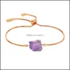 Auto DVR Gliederkette Natürlicher Amethyst Damen Gliederarmband Diffuse Energie Heilung Chakra Kristall Yoga Manschette Edelstein Armreif Rau Original Ston Dhqza