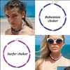 samochód dvr dławiki 12pcs boho surfer z koralikami naszyjnik choker dla świątecznych kobiet dziewczęta ceramiczne gliniane koraliki porcelanowe biżuteria upuszcza naszyjnik dhqua