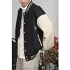 Vestes pour hommes Somethork 22SS Veste en jersey de baseball à empiècements en denim contrasté vintage japonais américain avec coton