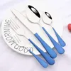 Dinnerware Sets 30Pcs Pink Silver Cutlery Set Knife Fruit Cake Fork Tea Spoon Stainless Steel Tableware Party Kitchen Silverware