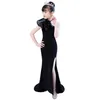 Girl's Dresses Black Side Slit Mermaid Princess Flower Girl Dress Baby Kids Wedding Party Comes Simple First Comunion Vestido De Comunion