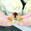 Anillos de racimo de lujo rojo cristal rubí piedras preciosas circón diamantes para mujeres Color oro joyería Bague Bijoux boda fiesta regalos accesorio