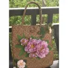 Вечерние сумки ручной дураки соломенная сумка для плеча леди праздничная пляжная сумка с цветочной сумкой большие мощности для женщин 2023 лето