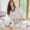 Womens Sleepwear QSROCIO High Quality Pajamas Set Floral Print Faux Silk Nightie Luxury Homewear Leisure Loungewear Female 230227