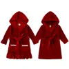 Pigiama 1-9Y Baby Boy Girl Christmas Essential Warm Winter Pigiama in velluto rosso Set Toddler manica lunga in pizzo Sleepwear Abbigliamento per bambini Suit 230227