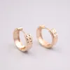 Hoop Earrings Real Pure 18K Rose Gold Carved Two Rows Men Woman Gift 2.3-2.5g