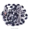 Chaînes Mode Religieux Ovale À Facettes Hématite Perles St Pio Chapelet Catholique Collier