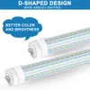 120W 8FT LED Shop Lights lamp AC100-277V Single Pin FA8 T8 96'' LED Tube Light 8 Feet D-Vormige 3 Rijen SMD2835 Clear cover vervangen fluorescerende verwijder ballast