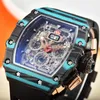 23R type 6-pin automatic watch men's watch luxury full function quartz watch silicone strap gift