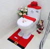 Decorazioni natalizie 3 pezzi / set Babbo Natale felice Renna Coprivaso copriwater e tappeto Set da bagno Festa per la casa Decorazione festiva