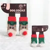 Hundebekleidung 4 Stück Socken Katze rutschfeste Weihnachtsschuhe Festival-Themen gewebter Schutz Stricken Heimtierbedarf für den Boden im Innenbereich