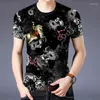 Mäns T-skjortor 2023 Herrens avslappnade kortärmade t-shirt Trend 3D Snake Top Loose Large Size Youth Lion Print Clothing