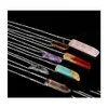 car dvr Pendant Necklaces Natural Stone Necklace Irregar Tigers Eye Opal White Pink Purple Crystal For Women Jewelry Drop Delivery Pendants Dh3Jx