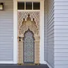 Väggklistermärken 2 st/set muslim Great Mosque of Mecka Door Art Mural Sticker Home Decor vardagsrum veranda Peel Stick Paper 230227