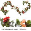 Decorative Flowers 1.6/2.3m Artificial Flower Rattan Fake Rose Plants Wreath Wall Decor Wedding Party Winding Vines