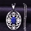 Kolye Kolye Bohemia Doğal Taş Paslanmaz Çelik Cazibesi Kadınlar için Gümüş Renk Zincir Kolye Takı Collier Femme N4317S04