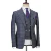 Męskie garnitury Blazers Cenne des Graoom Mens Smart Grey 3 -częściowy zestaw Slim Fit Carded Suits Single Beded for Party Formal Meeting Bankiet 230227