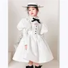 Girl's Dresses Luxury Young Children Girls Vintage White Dress Ball Gown Kids Princess CLothing Plain Child Stage Show Comes Baptism Dresses