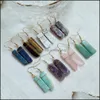 car dvr Dangle Chandelier Healing Natural Stone Earrings Irregar Rec Long Tassel Pendum Amazonite Lapis Pink Quartz Purple Crystal Drop Ea Dhecw