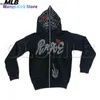 Heren Hoodies Sweatshirts Volledige rits omhoog Hoodie Y2K Men Streetwear Long Seve Rhinestones Spider Web Goth Sweatshirt Oversized O Kleding Hoodie Sweater 907H 907H