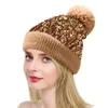 Bonsons de bonnet / crâne Caps Femmes chaudes seau chapeau hiver en tricot en laine tricot épaisse en peluche femelle en laine de laine de laine