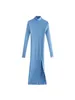 Casual klänningar willshela kvinnor långa ärmar högklockade elastiska midi mode elegant chic lady stickad tröja robe femme 230227