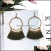 car dvr Dangle Chandelier Large Circle Earrings Female Charm Gold Alloy Long Tassel Pendant Drop Delivery Jewelry Dha2K