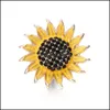 Auto DVR Andere snap -knoop sieradencomponenten Diy Crystal Rhinestone Sunflower 18mm 20mm metalen snaps Knopen Passen Bracelet Bangle Noosa Drop D Dhhdy