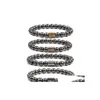 car dvr Beaded Strands 10Pc/Set Fashion Bead Bracelet For Men Magnetic Black Gallstone Copper With Beads And Hexagonal Column Mans Drop Del Dhceu