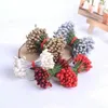 Decoratieve bloemen dubbele hoofden kleine rode bessen simulatie kersen stammen diy bruiloft krans kerst ornament decor