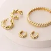 Hoop Earrings & Huggie Gold Twisted For Women 18K Plated Hollow Chunky Thick Hoops 30mmHoop