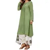 Ethnic Clothing 2023 Muslim Women's Dress Spring Summer Retro Green Long Malay Saudi Arabia Femme Islam Robe Casual Loose Kaftan