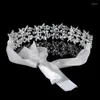 Fermagli per capelli color argento cristallo sposa fascia da ballo strass nuziale parrucchino floreale copricapo da sposa per accessori donna gioielli