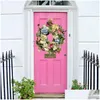 carro dvr flores decorativas grinaldas decoração da porta da frente Wreath Rainbow Hydrangea para janela decoração de casa de rosa artificial 16 polegadas Drop dhyji