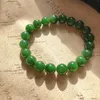 Strand Round Green Hetian Jades Bracelet / Natural Jaspers Gem Stone Jewelry For Woman Gift Wholesale !