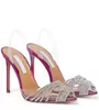 2023 Bröllopsfestklänning Pumpar Sandal Luxury Shoes Woman High Heels Aquazzuras Pärled Stiletto Heel Slingback Sandaler Ankelband med låda