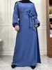 Roupas étnicas Selle estilo simples vestidos marroquinos Kaftan Turquia cor sólida corfão abayas feminino islâmico vestido longa manto saudita ramadan 230227