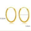 Hoop Earrings Pure 24K Yellow Gold Women 999 Round Circle