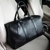 Duffel Taschen Große Kapazität männer Reisetasche Große Schulter Duffle Bag Handgepäck Tote Woven Pu Leder Schwarz Männer handtaschen Bolso Hombre 230223