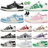 Designer Skel Top Low Men Women Amirs Shoes Bones Hi Leather Sneakers Luxury Skeleton Blue Red White Black Green Grey Pink Par Casual Low Cut Mens Shoe Sneaker