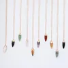 Pendant Necklaces Small Natural Crystal Necklace For Women Multifaceted Pyramid Pendulum Agates Amethysts Pink